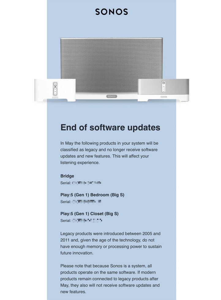 Sonos End of Support