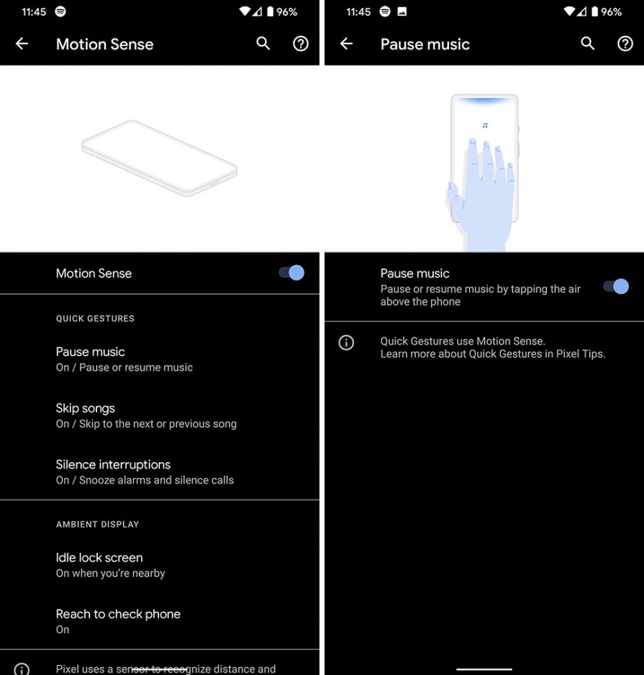 Pixel 4 New Motion Sense