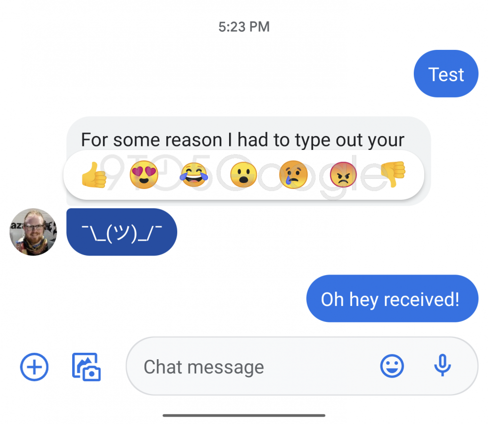 Google RCS iMessage Reactions