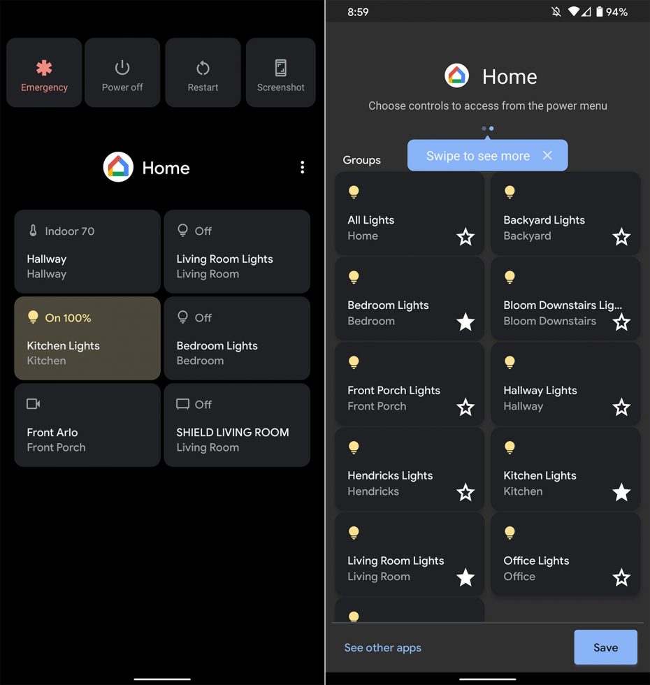 Google Home Quick Controls