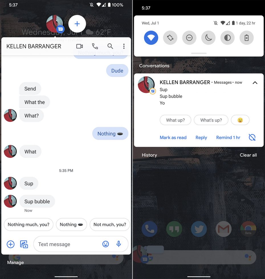 Android 11 Bubbles - Google Messages