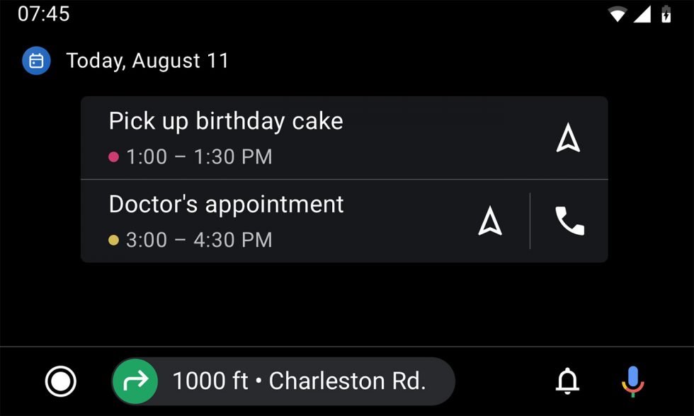 Android Auto Calendar