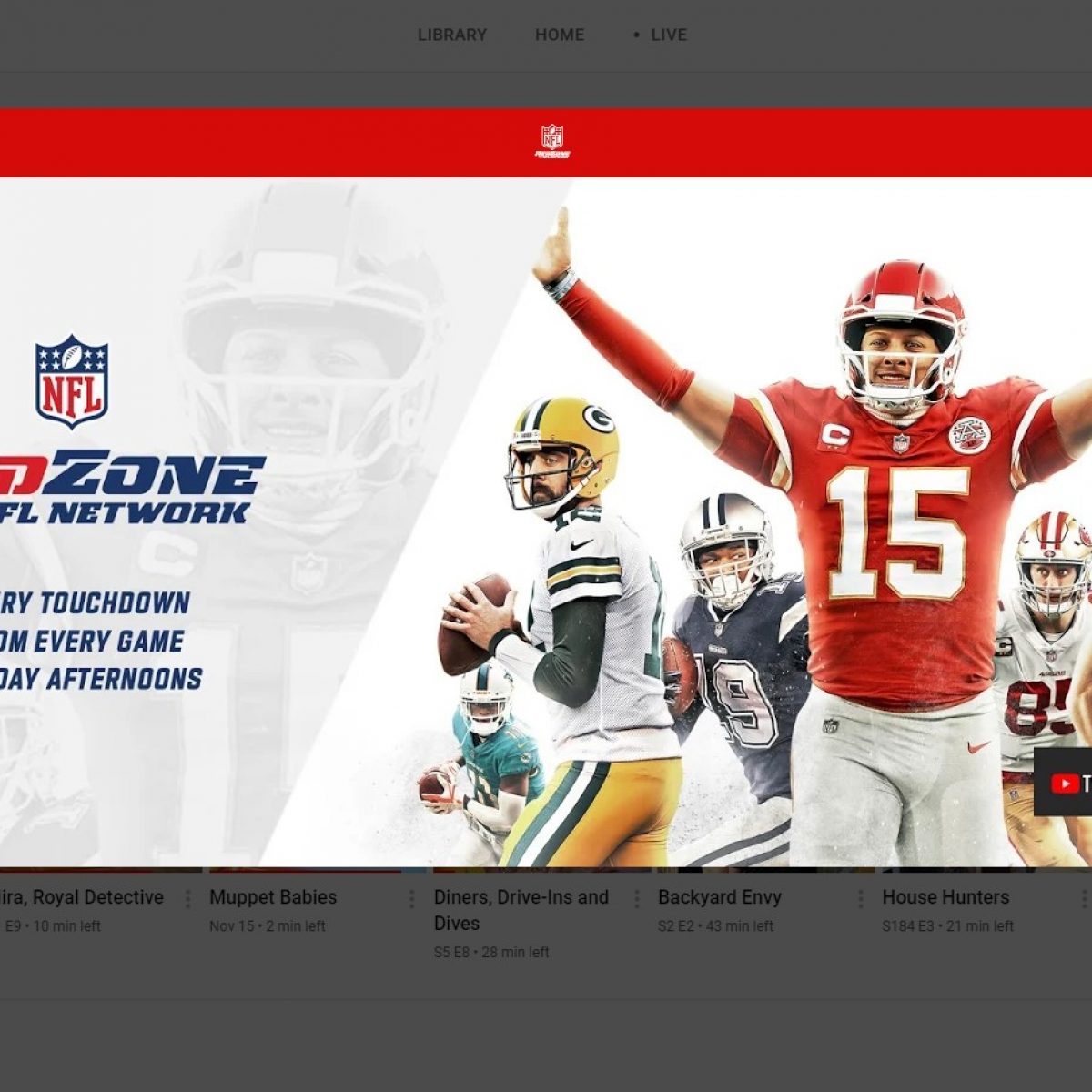 youtube tv nfl redzone