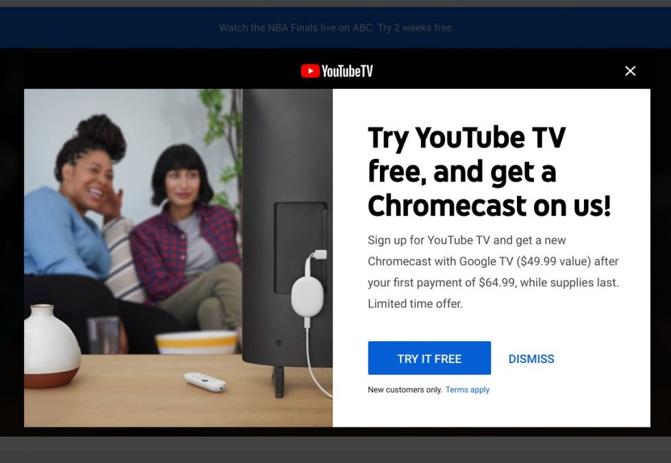 YouTube TV Customers Can Get Free Chromecast With Google TV