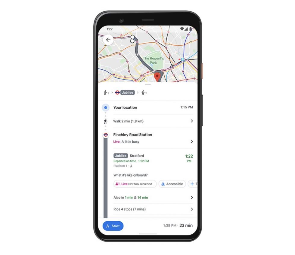Google Maps Live Transit