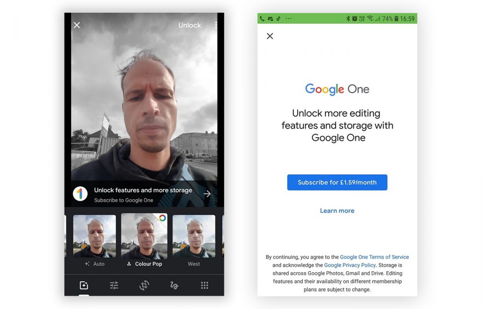 Google Photos Paid Editing Tools