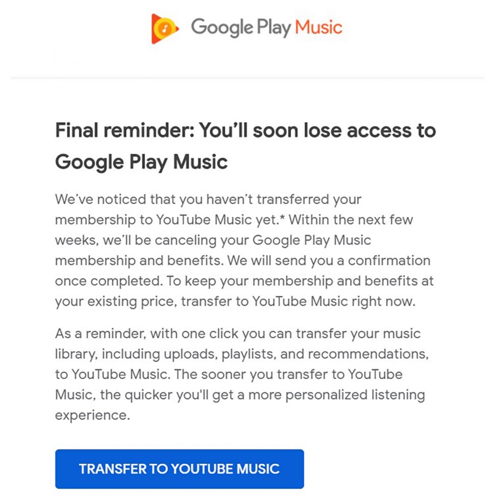 Google Play Music Final Reminder