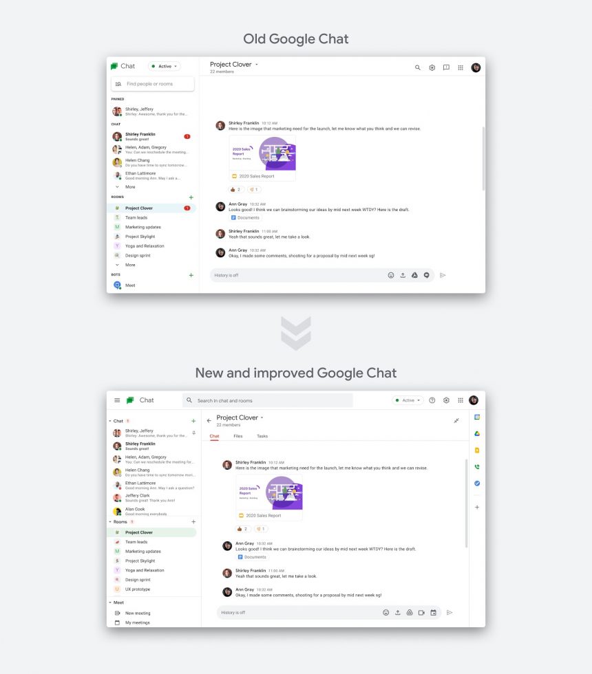 Old vs New Google Chat