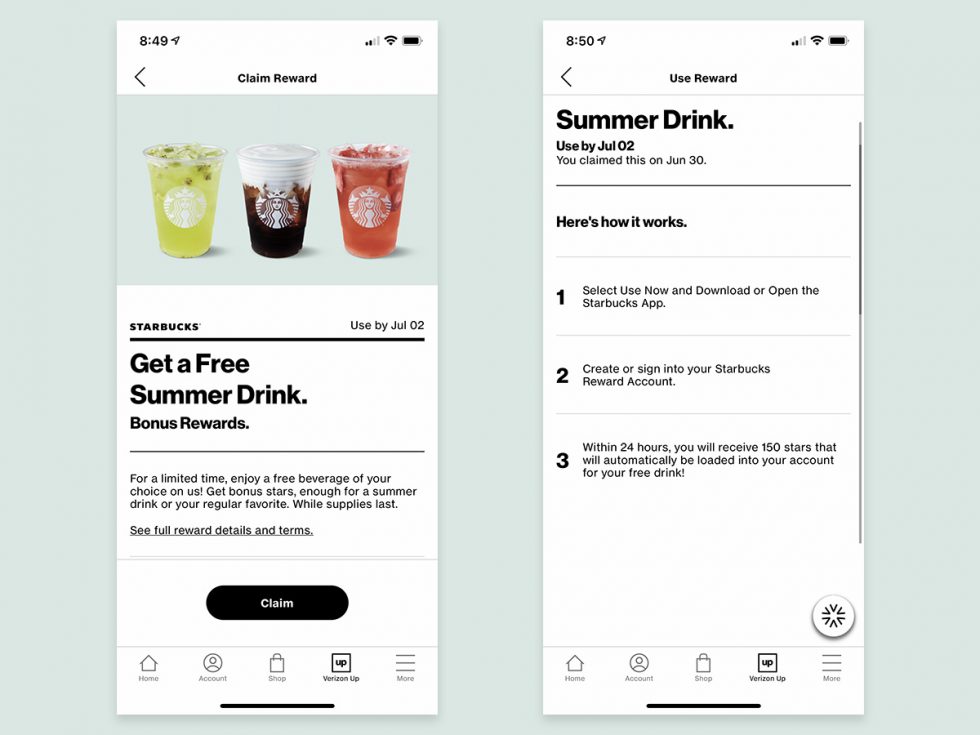 Verizon Free Starbucks