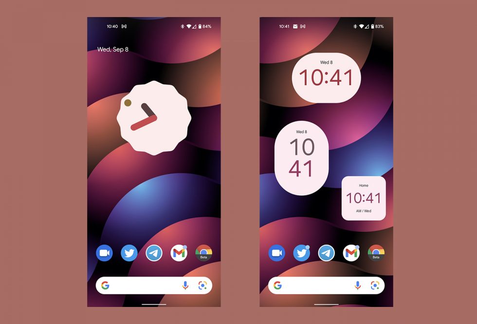 Android 12 Beta 5 Clock Widgets