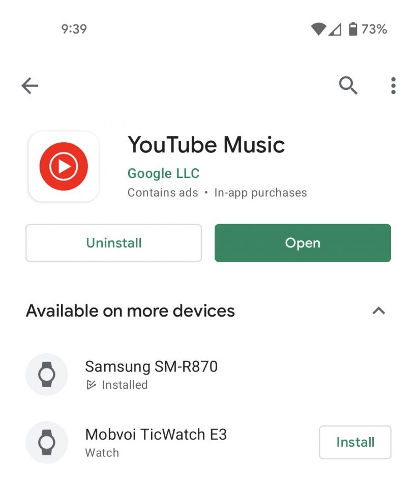 YouTube Music Wear OS