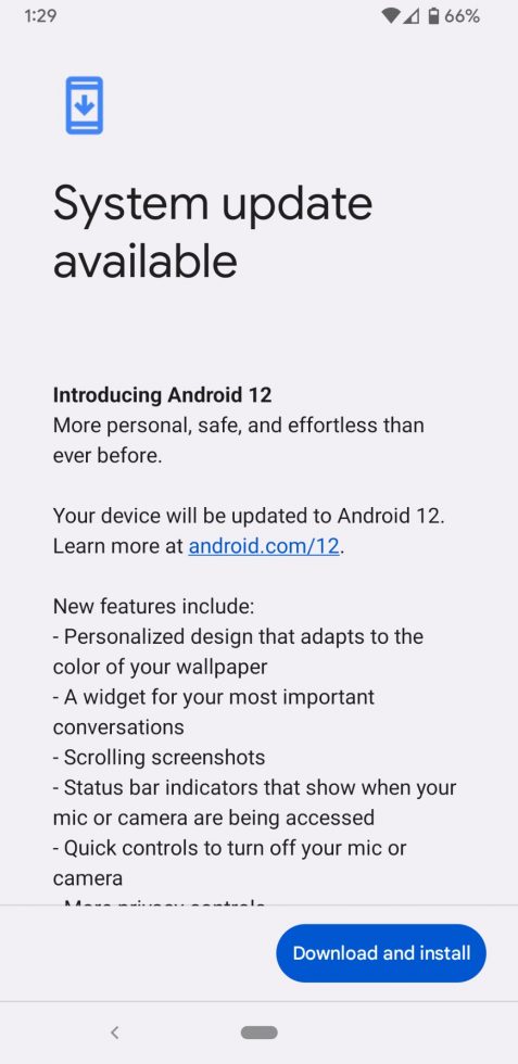 Pixel Android 12 Update