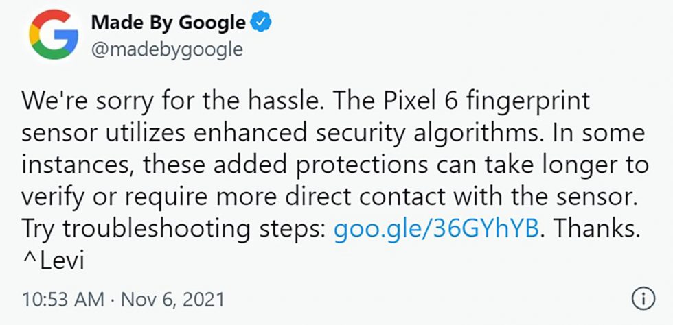 Pixel 6 Fingerprint Reader