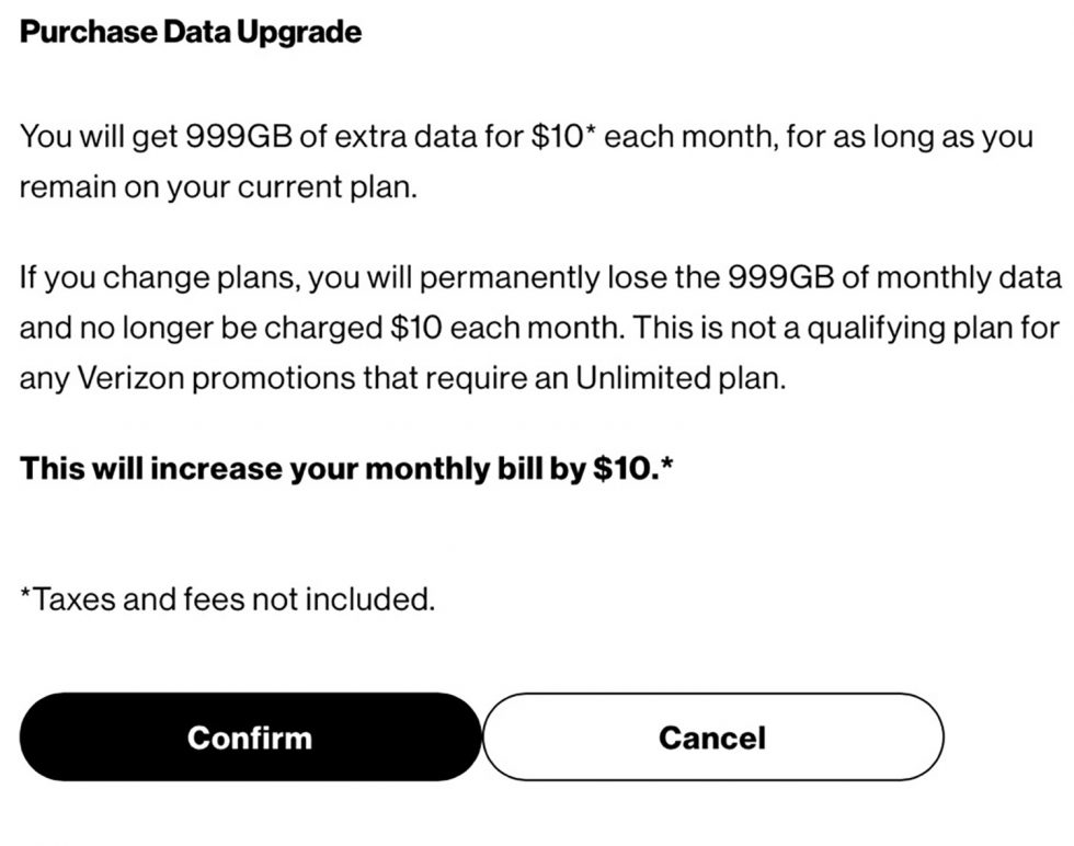 Verizon 999GB data