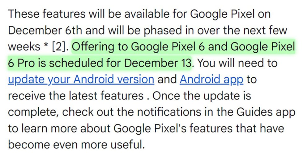 Pixel 6 December Update