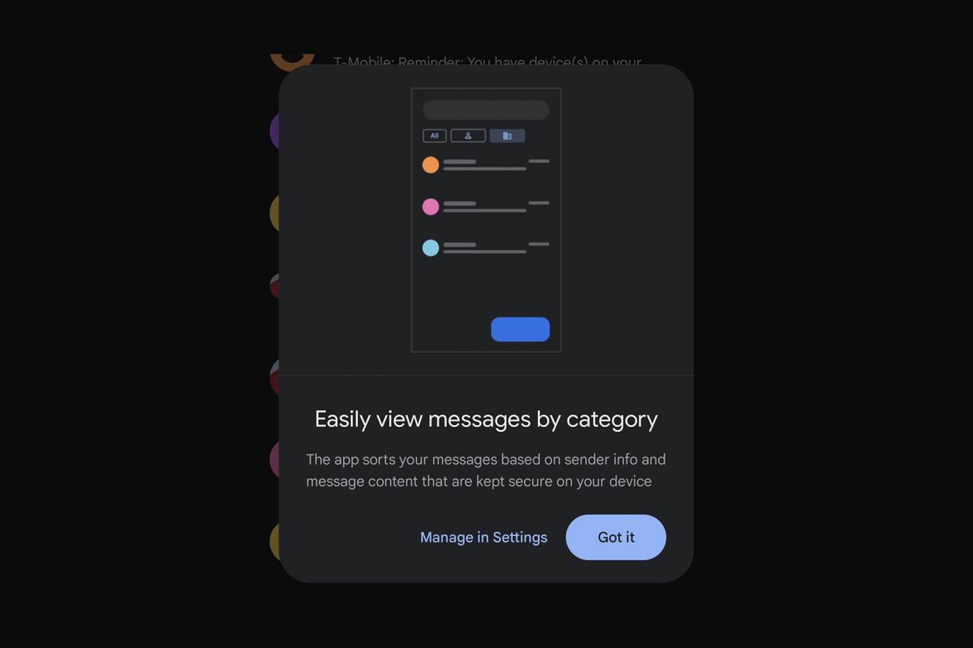 Google Messages Got Its Categories in New Update