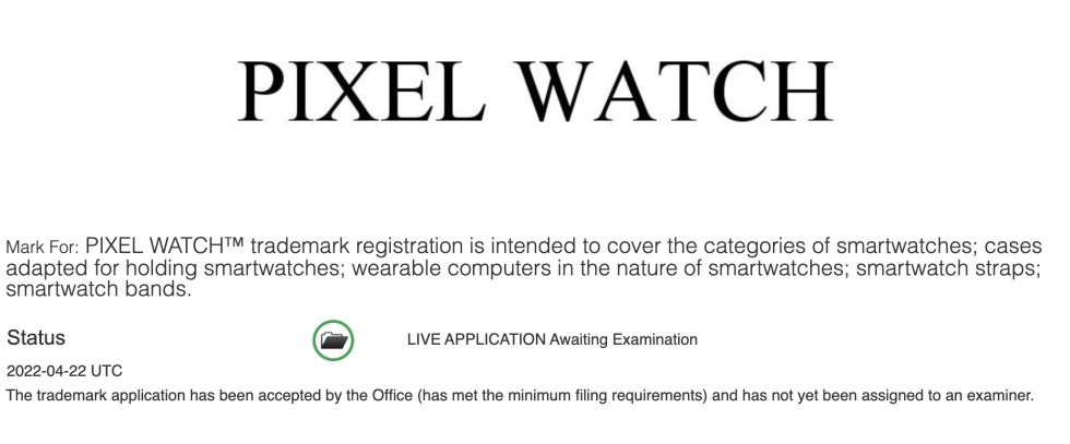 Google Pixel Watch Filing