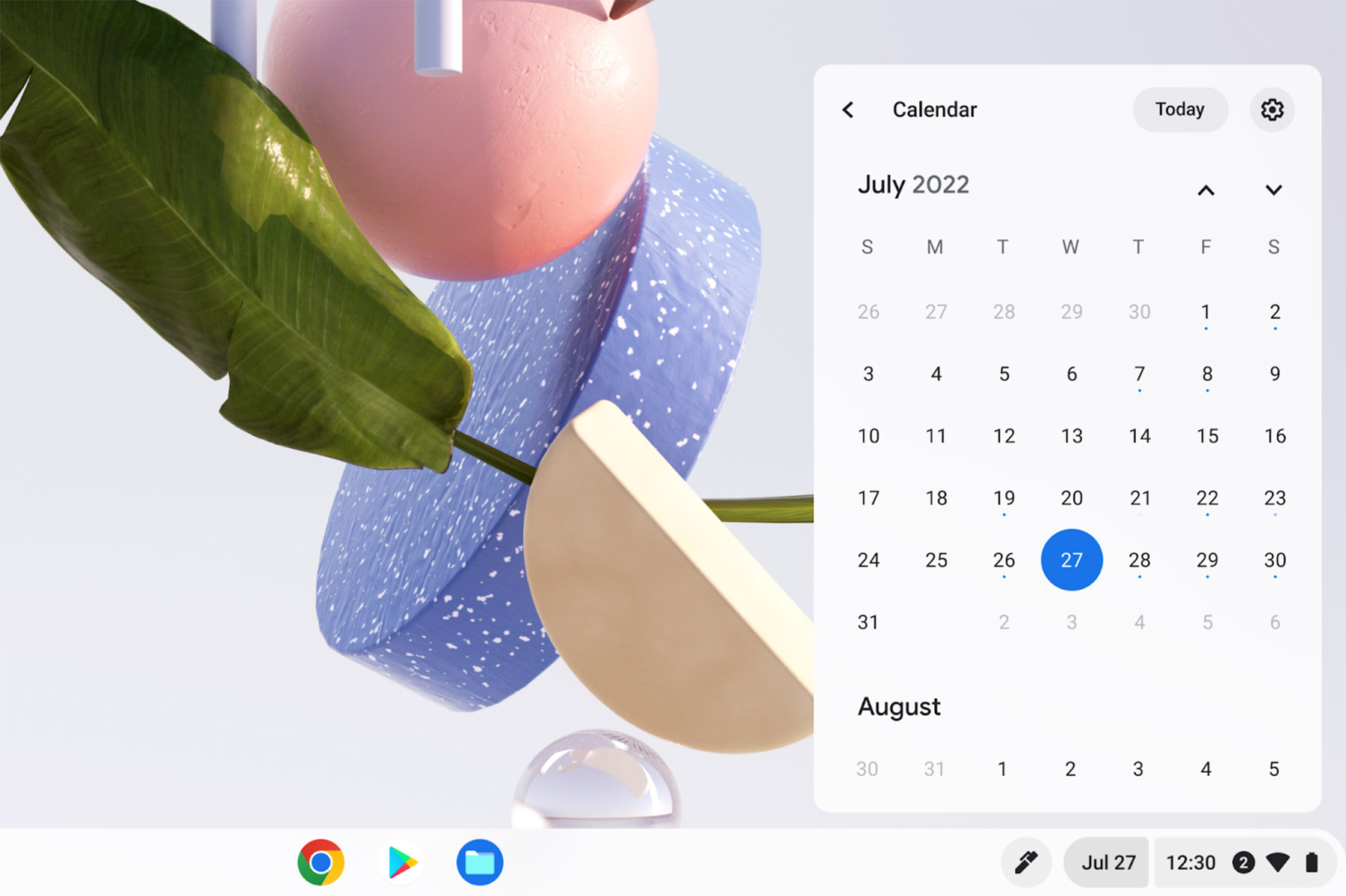 Calendário dos Chromebooks