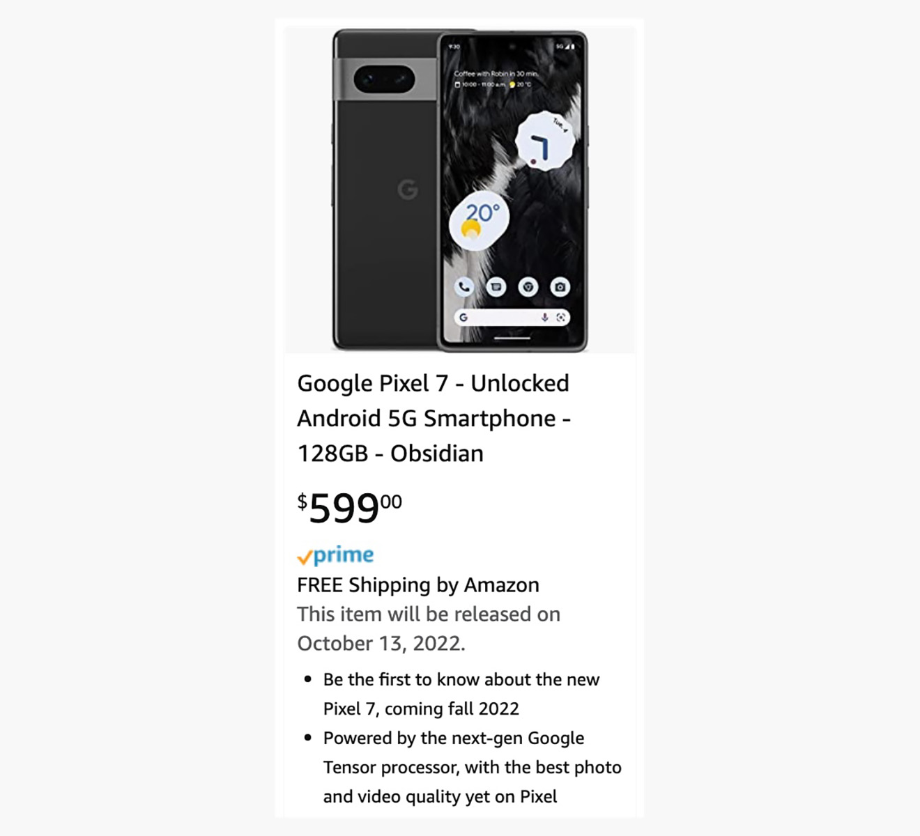 Amazon Out Here Confirming $599 for Pixel 7