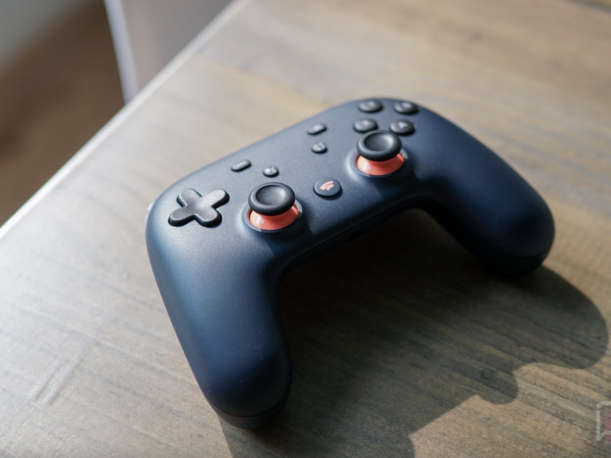 Fechamento De Uma Controladora De Jogos Do Google Stadia Sendo
