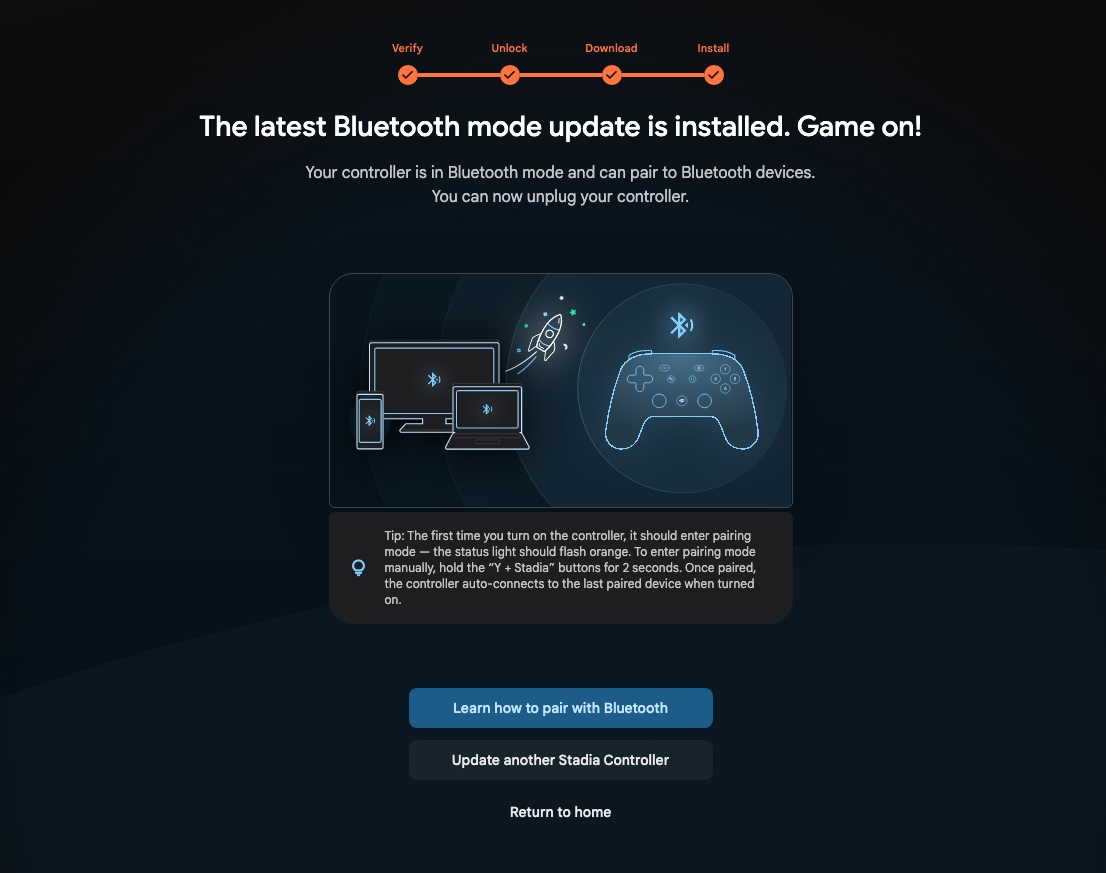 Stadia Bluetooth Unlock