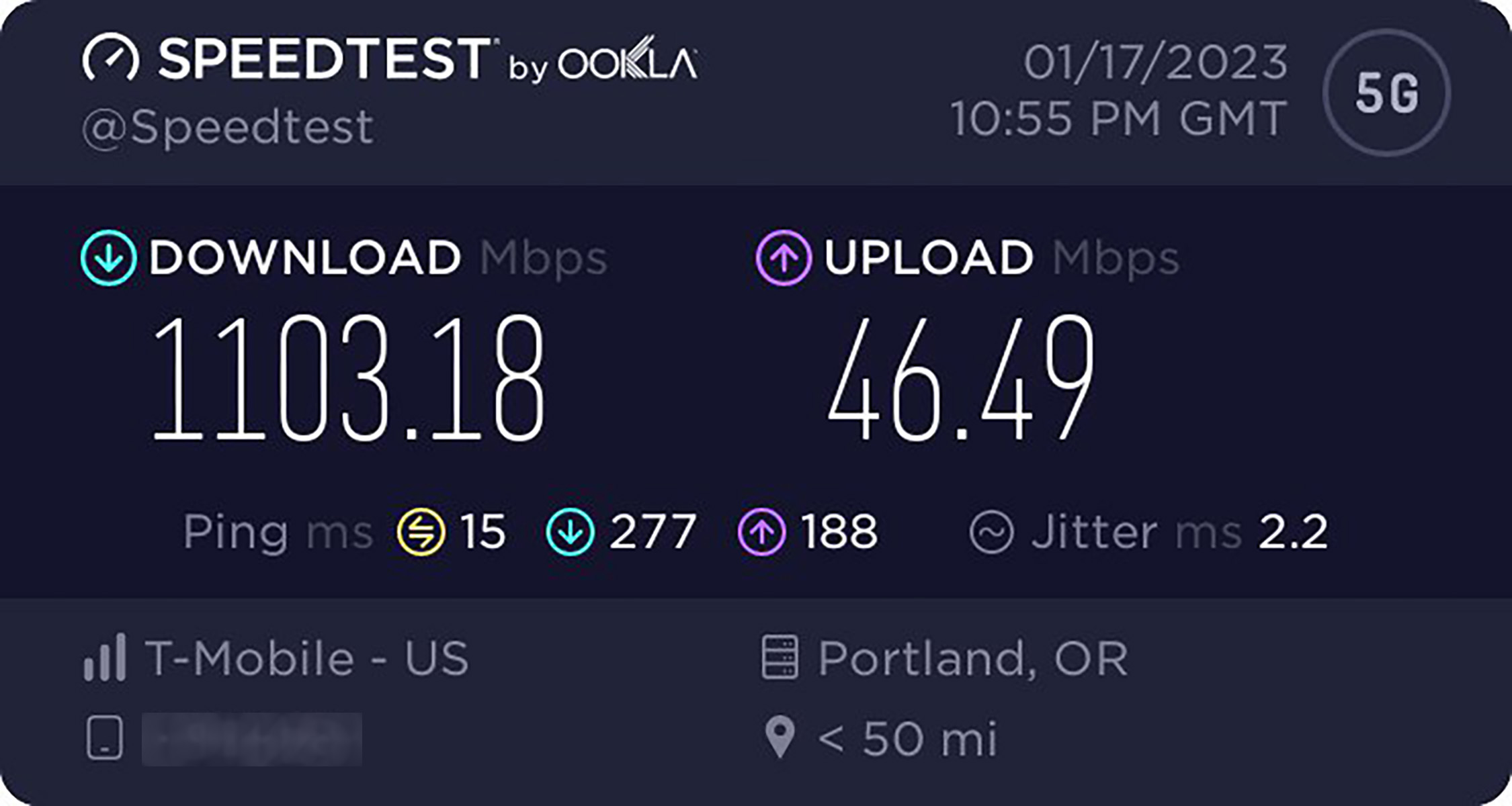 Velocidades T-Mobile 5G