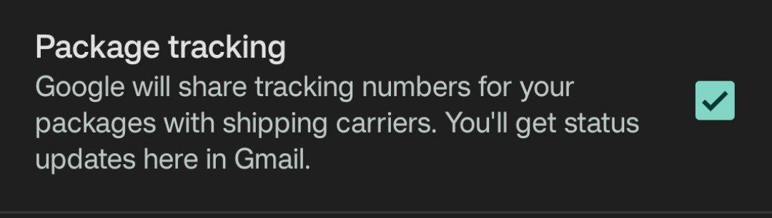 Gmail package tracking option