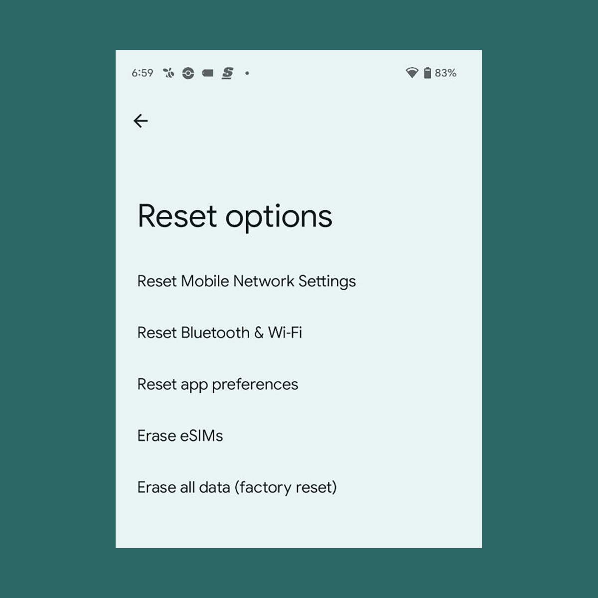 Android 14 Reset Options