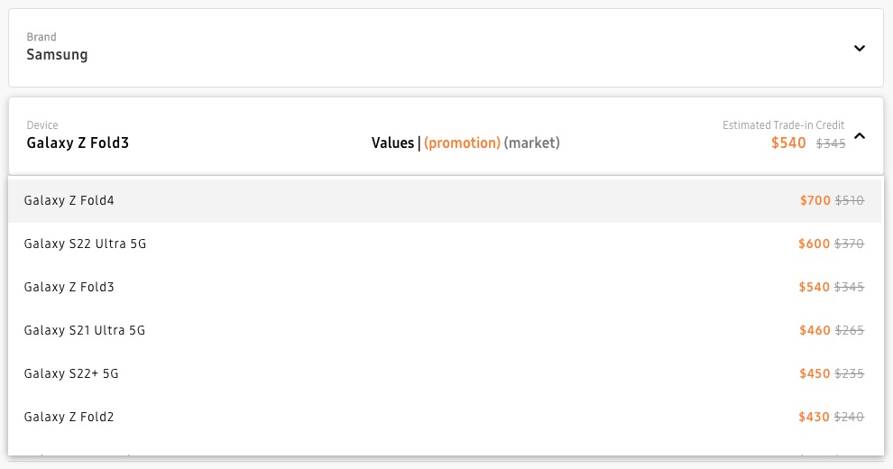 Galaxy S23 Trade-in Values