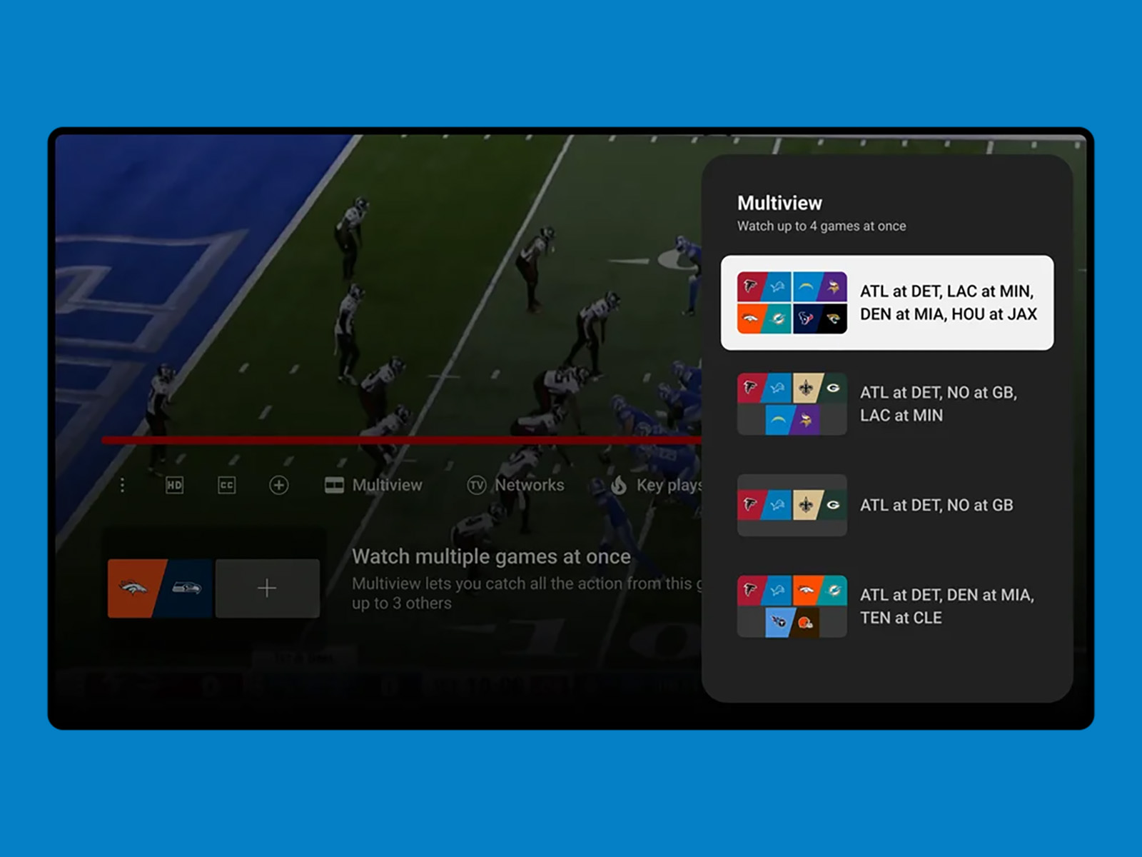 YouTube TV NFL Multiview