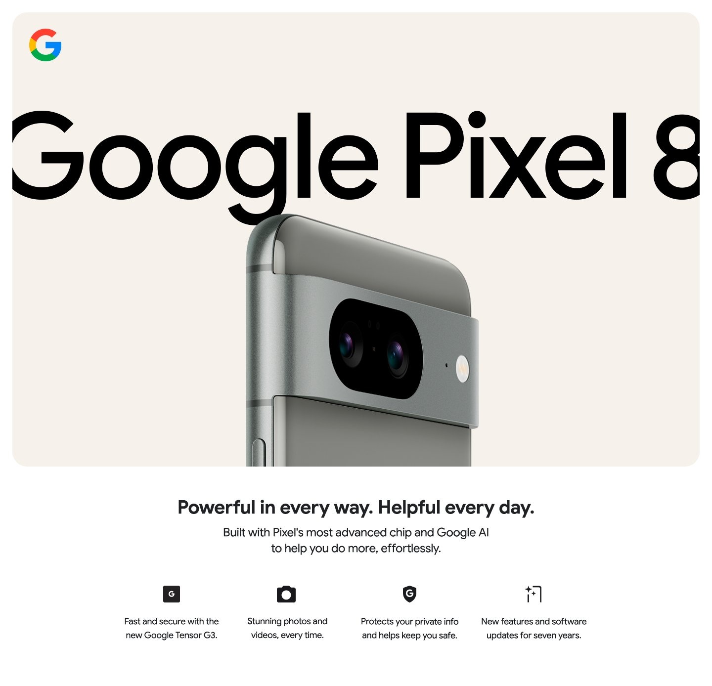 Google Pixel 8 Store Listing