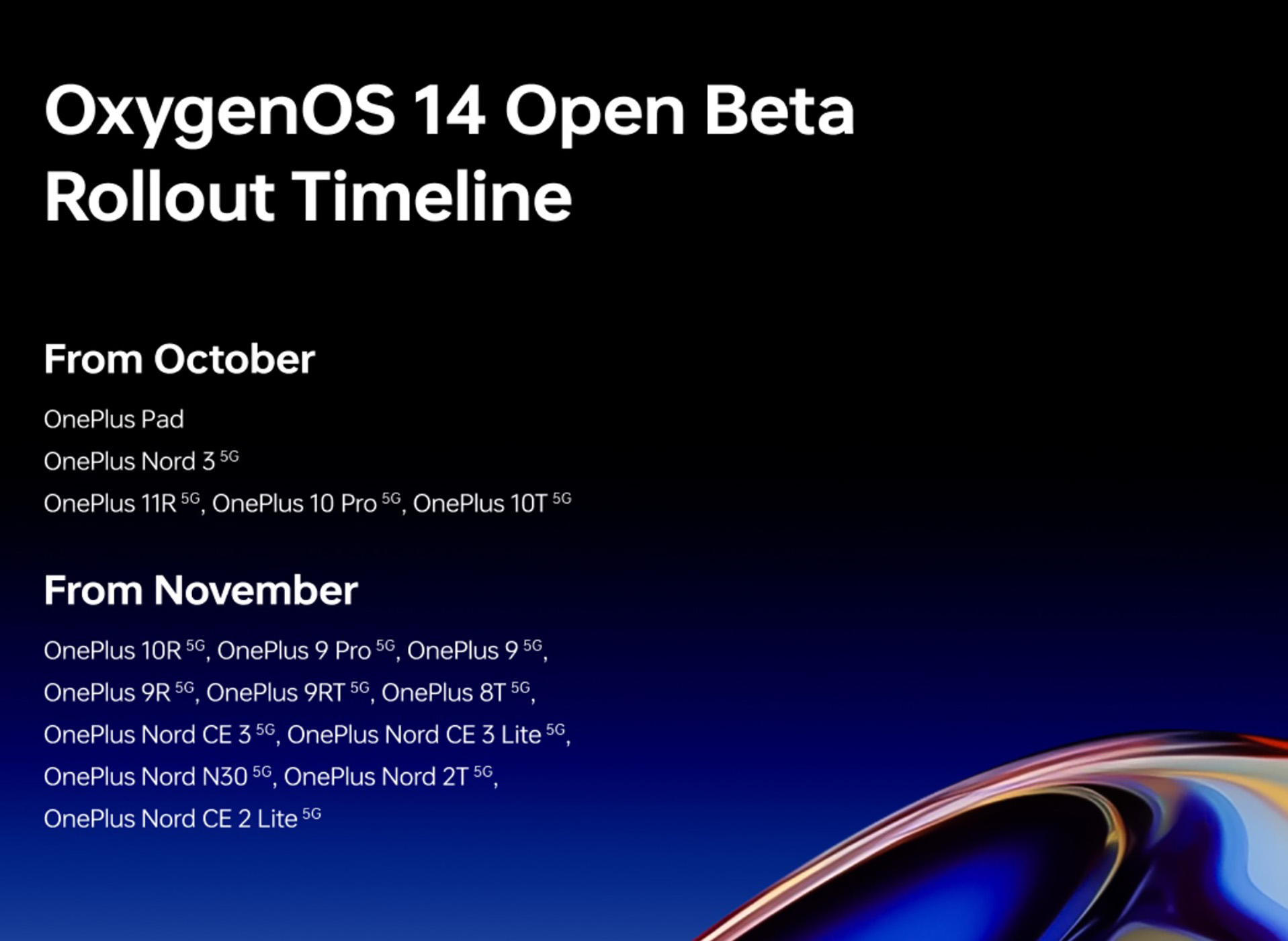 OxygenOS 14 Release Schedule