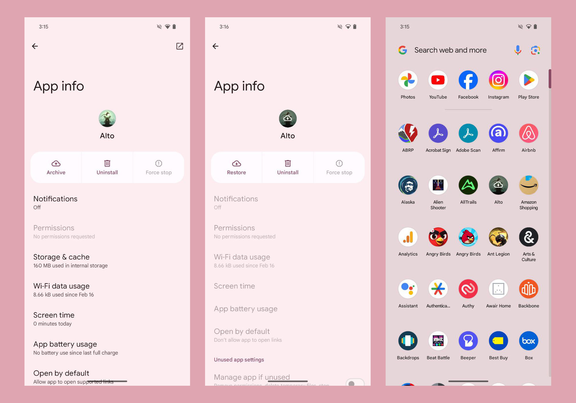 Android 15 – Arquivamento de aplicativos