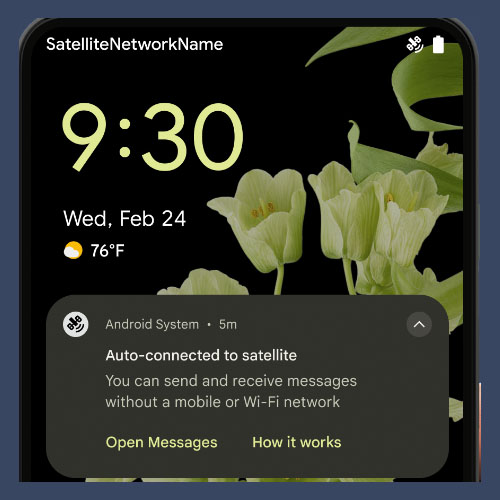 Android 15 - Notificações de satélite