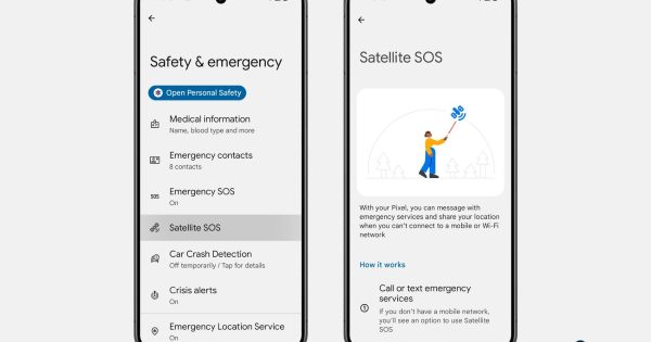 تلفن‌های پیکسل دارای ویژگی SOS ماهواره‌ای هستند