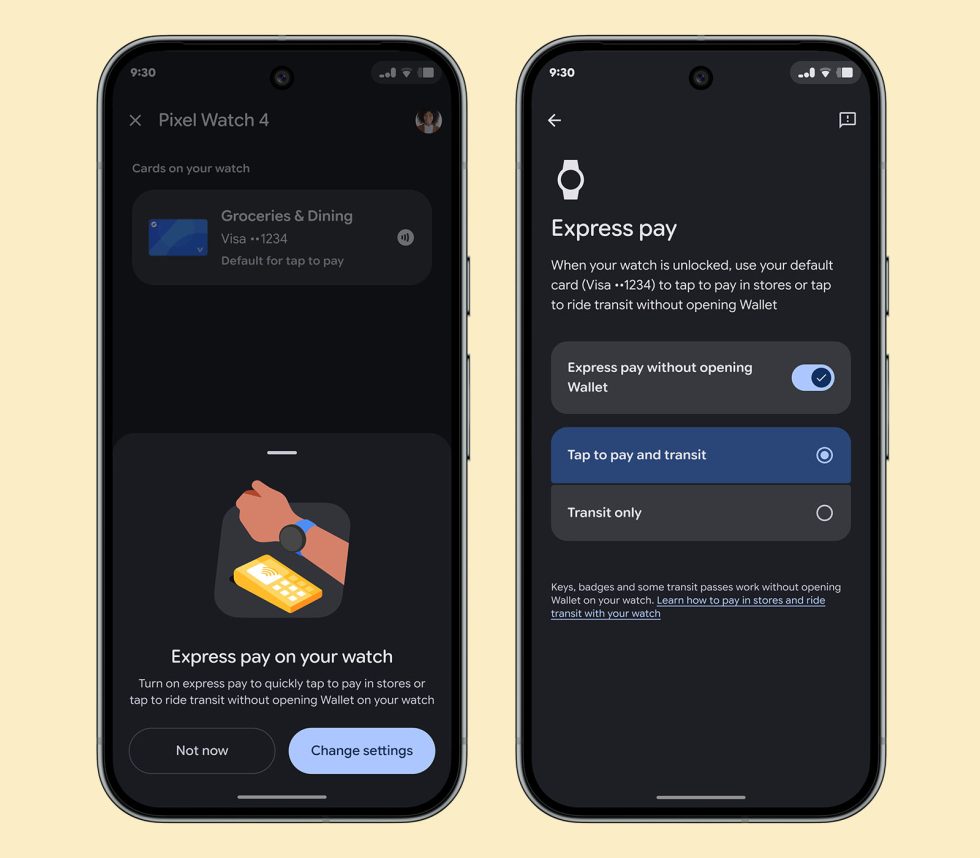 Pixel Watch Express Pay Wallet