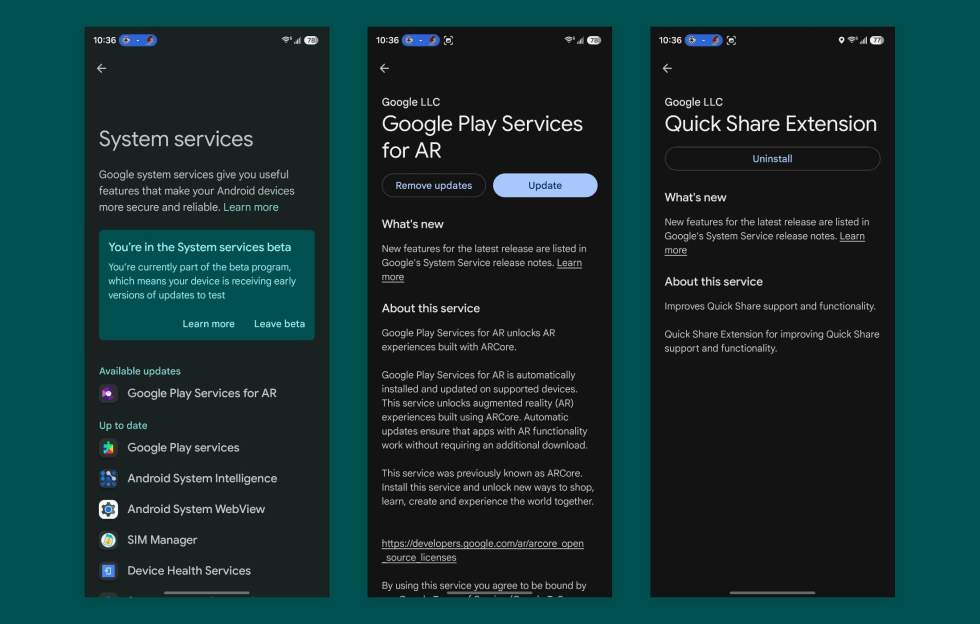 Google System services updates