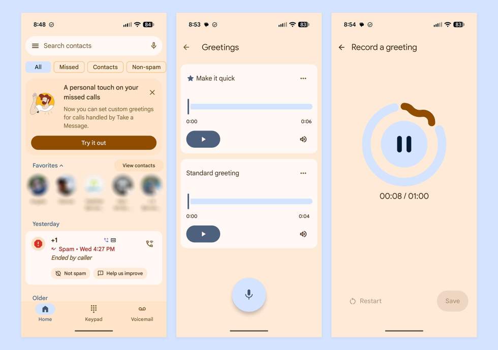 Google Pixel - Take a Message, Personal Greetings