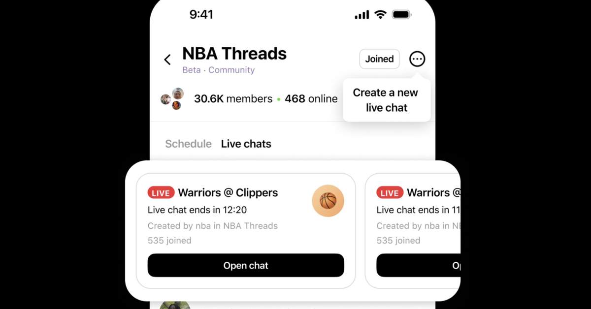 Threads Adds Live Chats, Starting With the NBA Playoffs