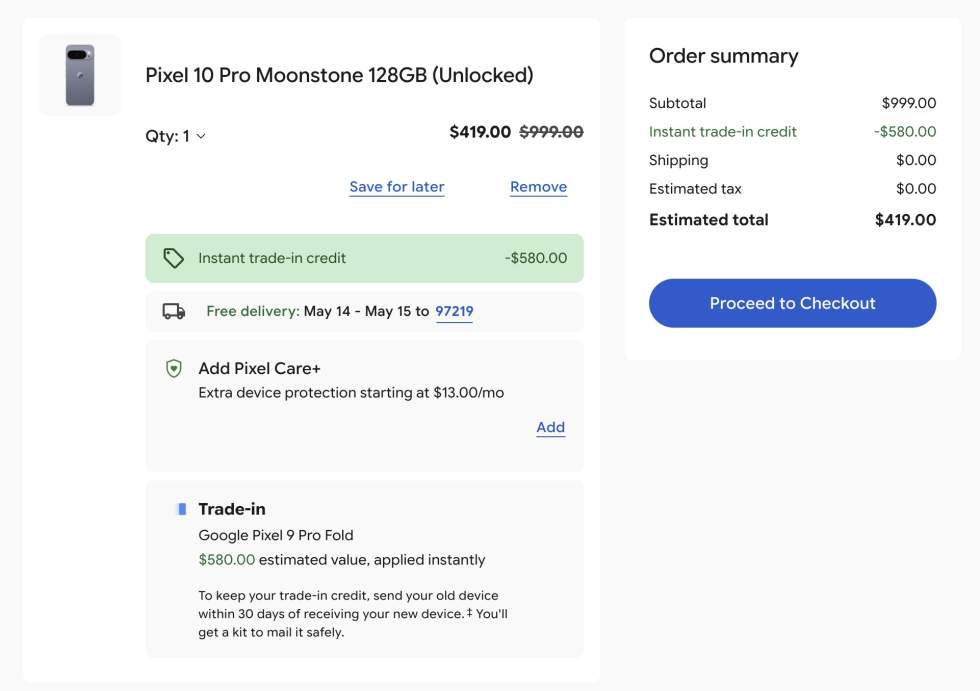 Google Store instant trade-in discount