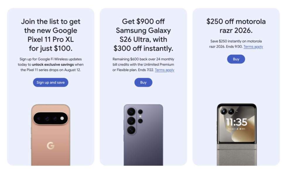 Google Fi Pixel 11 Pro deal