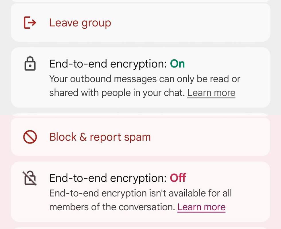 RCS Encryption active in Google Messages