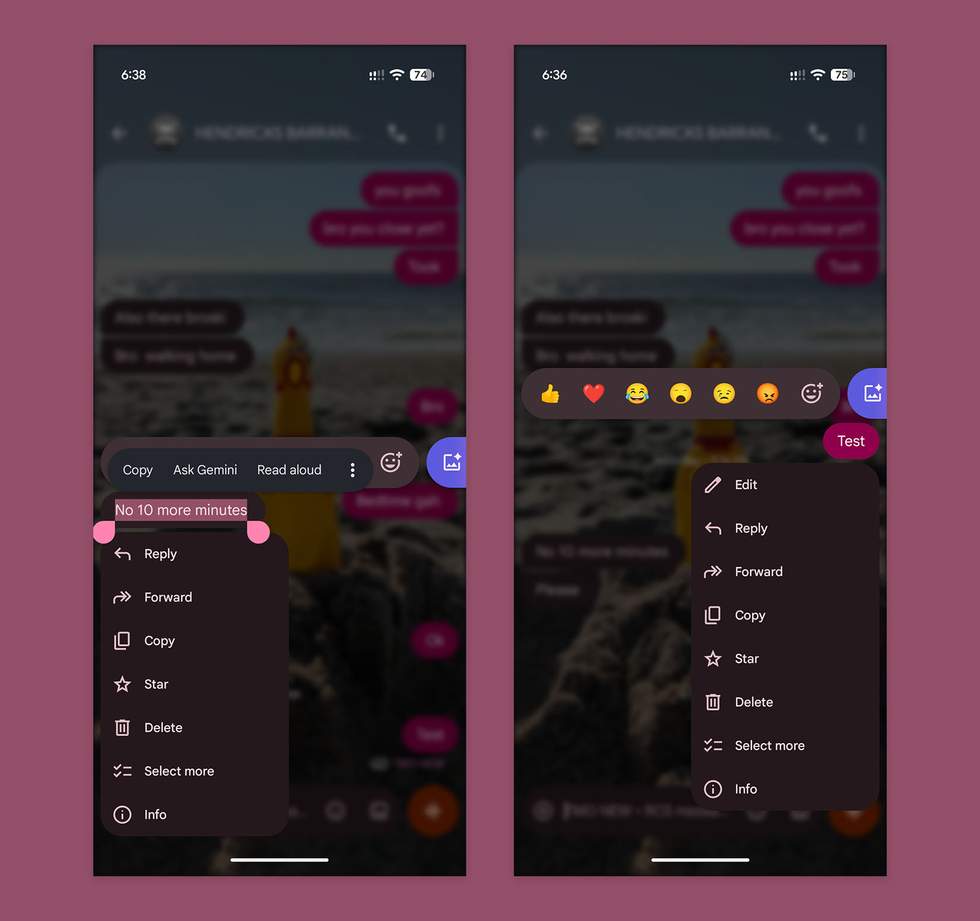 Google Messages new menu