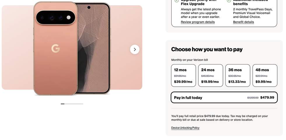 Verizon Pixel 11 Pro deal - $620 off