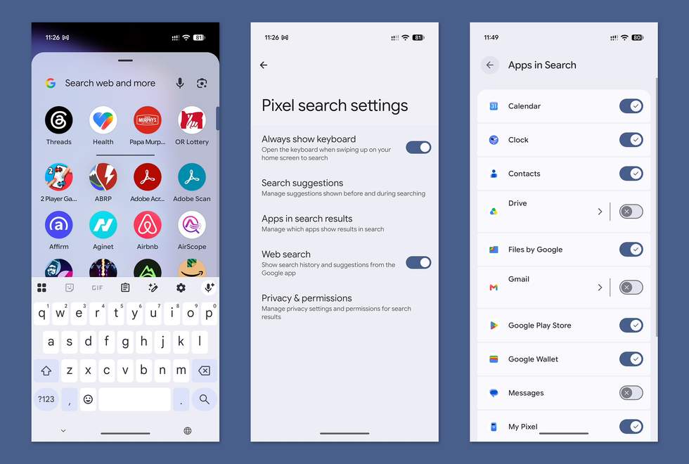 Google Pixel Universal Search - how to enable