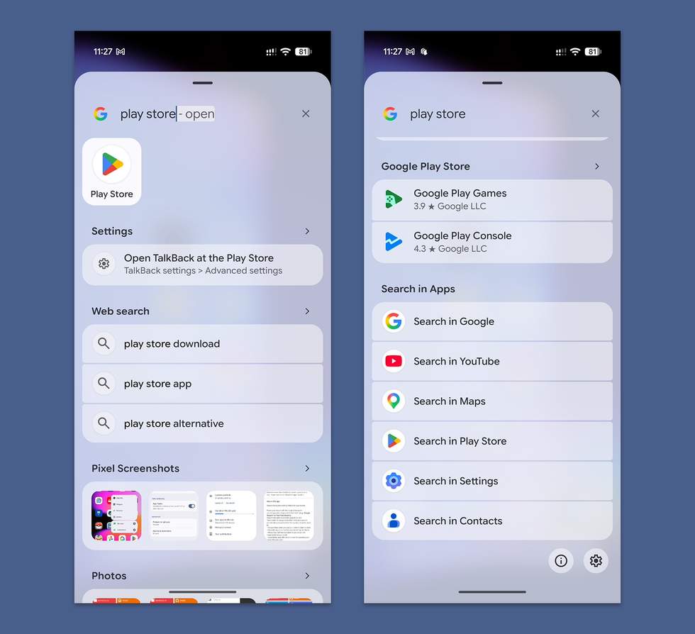 Pixel Search Results - Keyboard Launcher